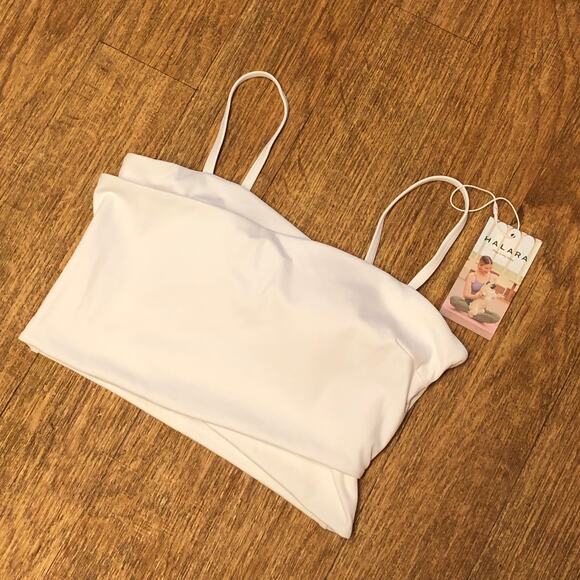 Halara Spaghetti Strap Crossover Plain Cropped Tank Top in White Size Small - Picture 5 of 8